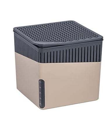 WENKO Raumentfeuchter Mod. Cube, Luftentfeuchter reduziert Schimmel & Gerüche, Auffangschale mit 1 kg Granulatblock nachfüllbar, fasst bis zu 1,6 l Feuchtigkeit, 16,5 x 15,7 x 16,5 cm, Beige im Sale